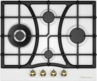 Kuppersberg FS 610 W Bronze газовая варочная поверхность 61 см, 4 конфорки, электроподжиг, газ-контроль, цвет белый, бронзовая фурнитура, чугунные решетки