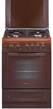 Gefest газовая плита 6100-03 0001 | конфорок - 4 шт | духовка - 52 л | электроподжиг | гриль | чугунные решетки | Цвет: Коричневый | Global