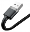 Baseus Кабель USB cafule | Цвет: Черный/Серый | Разъемы: USB-Lightning | Ток зарядки: 2.4А | Длина кабеля: 1м