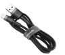 Baseus Кабель USB cafule | Цвет: Черный/Серый | Разъемы: USB-Lightning | Ток зарядки: 2.4А | Длина кабеля: 1м
