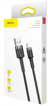 Baseus Кабель USB cafule | Цвет: Черный/Серый | Разъемы: USB-Lightning | Ток зарядки: 2.4А | Длина кабеля: 1м