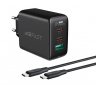 Acefast сетевое зарядное устройство A13 PD 65W (2C+A), цвет: черный