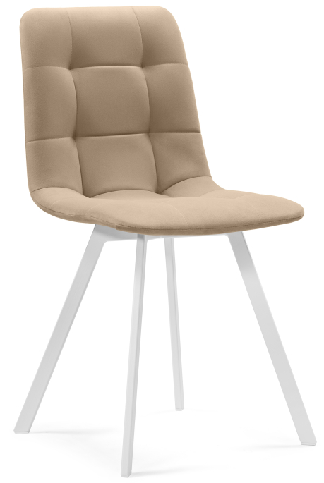 Woodville Стул на металлокаркасе "Чилли" белый | бежевый | Ширина - 43,5; Глубина - 50; Высота - 87,5 см