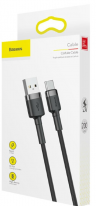 Baseus Кабель USB cafule | Цвет: Черный/Серый | Разъемы: USB-Type-C | Ток зарядки: 2А | Длина кабеля: 2м