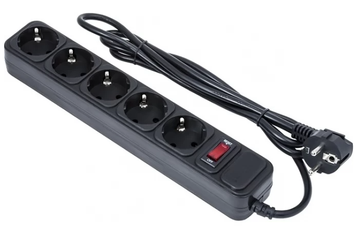 Сетевой фильтр ExeGate SP-5-1.8B 5 евро с заземлением, 1.8м, выключатель с подсветкой, черный 221175