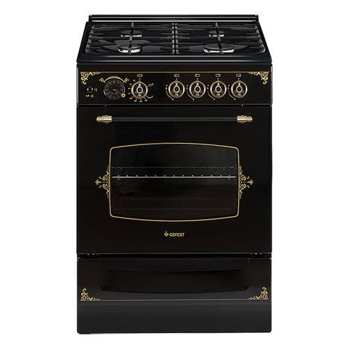 Gefest газовая плита 6100-03 0179 | Ретро | Количество конфорок: 4 | Объем духовки: 52 л | Электроподжиг | Габариты (ВхШхГ): 85х60х60 см | Цвет: Черный | Global