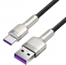 Baseus Кабель USB Cafule Series Metal | Цвет: Черный | Разъемы: USB - Type-C | Длина кабеля: 2м | Ток зарядки: 6A | Мощность: 66вт | Материал: Цинковый сплав/Нейлоновая плетеная проволока