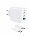Acefast зарядное устройство A13 PD65W USB-C+USB-C+USB-A, цвет: белый