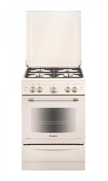 Gefest плита газовая ПГ 6100-02 0186 | Ретро | Эмалированная сталь | Количество конфорок: 4 | Объем духовки: 52 л | Габариты: 85x60x60 | Цвет: Кремовый | Global