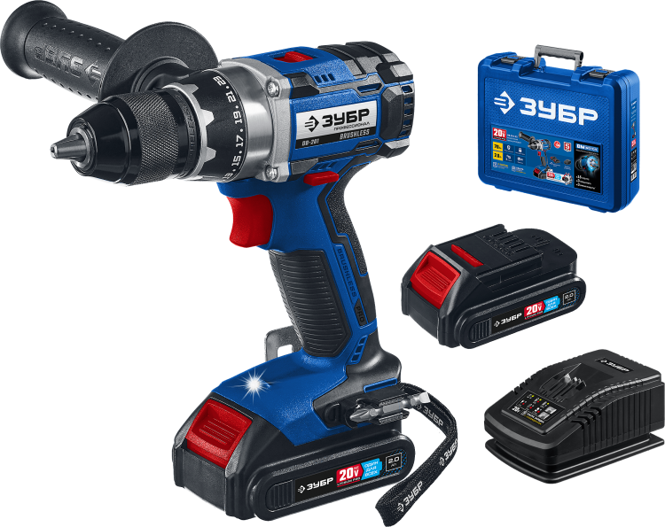 Зубр DB-201-22 Дрель-шуруповерт, 20В 2 АКБ (2Ач), в кейсе, Профессионал
