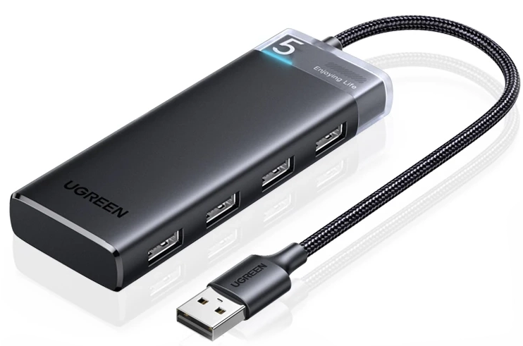 Ugreen Хаб CM653 (15548) 4-Port USB-A Hub. Цвет: черный