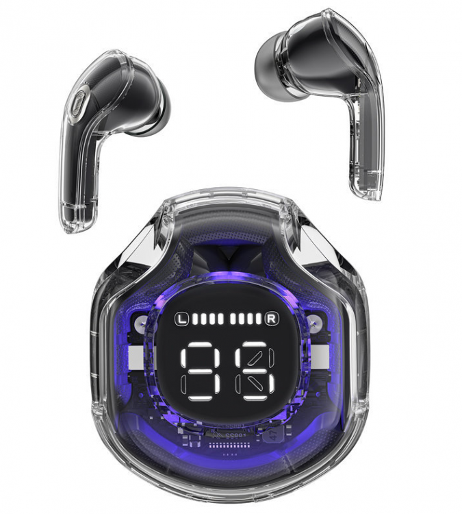 Acefast беспроводные наушники T8 crystal color bluetooth earbuds, цвет: bright black 