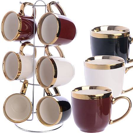 30733 Набор кружек Lorain "белый, бордо", 322 мл/ на подставке