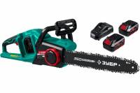 Цепная пила аккумуляторная ЗУБР ПЦЛ-3635-42 серия «МАСТЕР», бесщеточная, 2х18В АКБ (4Ач)