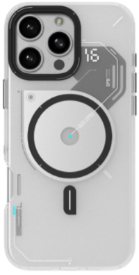 Aulumu A16 Чехол для iPhone 16 Pro, TPU IMD совместим с MagSafe, белый полупрозрачный 