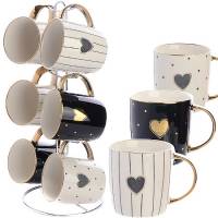 30732 Набор кружек Lorain "белый, черный", 329 мл / на подставке