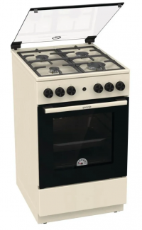 Газовая плита Gorenje GG5A21BEF , конфорок - 4 шт, духовка - 70 л, электроподжиг, газ-контроль панели, чугунные решетки, 50 см x 85 см x 59.4 см / Global