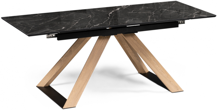 Woodville Стеклянный стол "Гарднер" черный дуб | Ширина - 80; Высота - 80; Длина  в разложенном виде - 200; Длина - 140 см