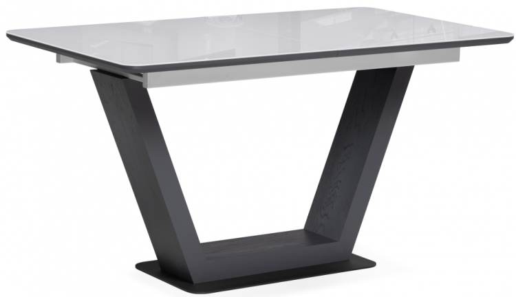 Woodville Стол на тумбе "Иматра" ультра белый / черный | Ширина - 80; Высота - 75; Длина  в разложенном виде - 180; Длина - 140см